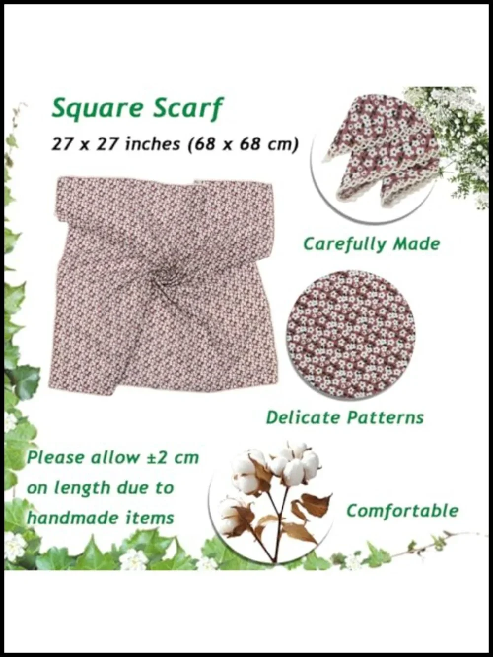 Large 100% Cotton Bandana Square Scarf for Women Hair Neck Head Wrap